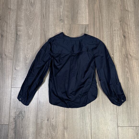 Madewell V-Neck Long-Sleeve Top Womens XXS Deep Indigo Blue Stretch Regular Fit - Picture 6 of 8